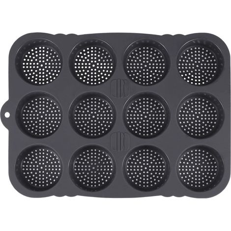 Moule À Hamburger - Moule À Petits Pains En Silicone - 12 Cavités - Diamètre 8 Cm - Pour Four Et Congélateur - Gris (1/5)