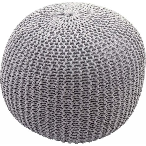 Pouf HHG-080, Strickhocker Sitzhocker Strickpouf, Strickoptik 40x50cm grau