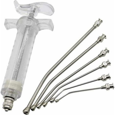 Siringa per alimentazione di uccelli da 20 ml – 6 tubi di alimentazione curvi in acciaio inox – Alimentazione manuale per pappagalli e piccoli animali -Crezuo