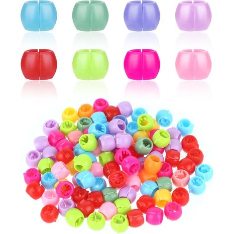 100 Pièces Perles de Cheveux Colorées, Perle Cheveux Clip Cheveux pour Accessoires de Cheveux Filles Enfants (1/5)