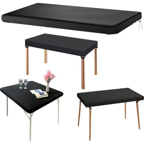 Housse de table de jardin carrée 180 x 100 x 15 cm - protection étanche en Oxford, noire (1/5)