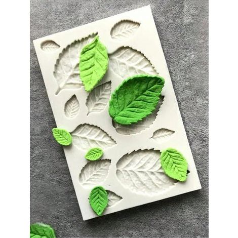 Blattförmige Silikonform (5 Stück): zum Dekorieren von Kuchen, Schokolade, Zuckerpaste, Gebäck, Rosenblüten, Ton- und Harzkreationen (1/5)