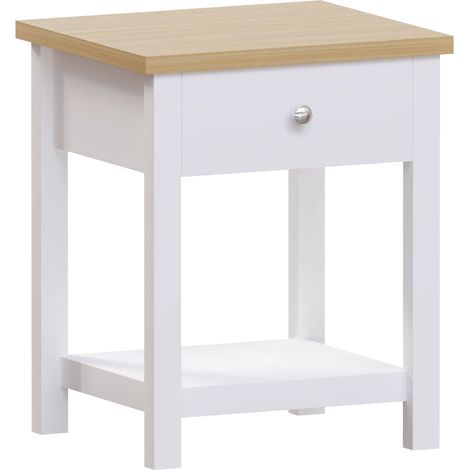 Arlington 1 Drawer Side Table Coffee End Bedside Cabinet Nightstand, White (1/5)
