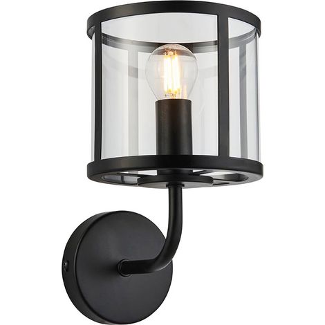 Endon Hopton Lampada da parete con paralume in vetro Nero opaco (1/5)