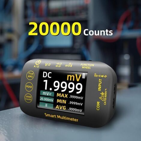 NALOOKAMIC BSIDE Mini Multimètre Numérique de Poche 20000 Comptes Multimètre de Précision TRMS 1000V avec Écran Couleur et Support, S40 Testeur Électrique Rechargeable pour Photovoltaïque Millivolt AC