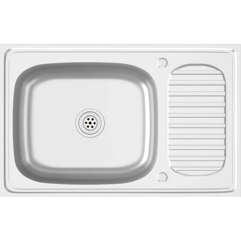 Maison Exclusive - Lavello da Cucina con Scarico Argento 800x500x155 in Acciaio (1/5)