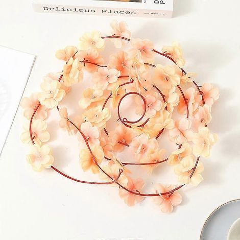 Guirlande florale de 2,5 m avec 45 fleurs de cerisier colorées, idéale pour la décoration de grenier, de plafond ou d'intérieur, pour mariage ou mariage.Champagne (1/5)
