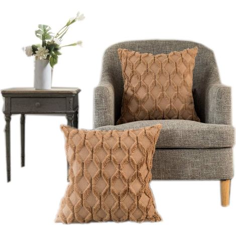 Filiyano – oreiller carrées décoratives – Ensemble de taies d'oreiller carrées décoratives, taies d'oreiller en fausse fourrure ultra douce et (1/5)