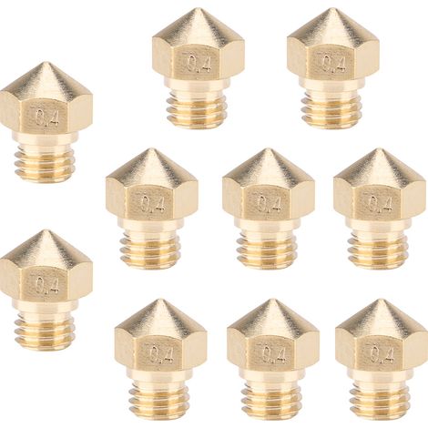 10 Pièces 0.4mm Buse d'Extrusion Laiton pour Imprimante 3D Mk10, Accessoire 1.75mm (1/5)