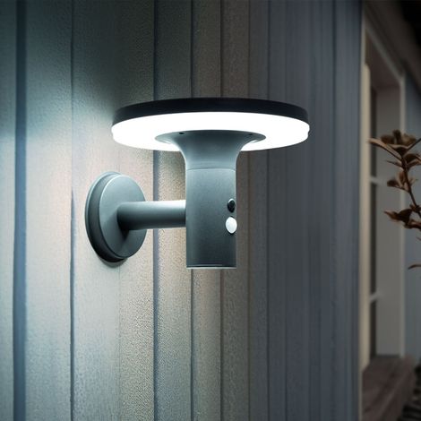Applique solaire avec détecteur de mouvement – Métal anthracite – 250 lumens blanc froid – IP44 pour extérieur – L24xH21 cm – Expo Börse - 250lm