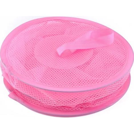 Ensemble de 3 paniers de rangement suspendus en filet, cadeau de Noël, sac de rangement pliable à 3 niveaux, gain de place, pour jouets, petits vêtements (rose, violet) (1/5)