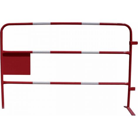 Moncoffrage – Barrière de chantier rouge et blanche 1425 mm – 990 mm de haut – 4 bandes réfléchissantes – Plaque d'identification incluse