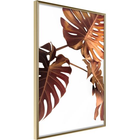 Affiche Murale Encadrée "Copper Monstera" 21 x 30 cm Or