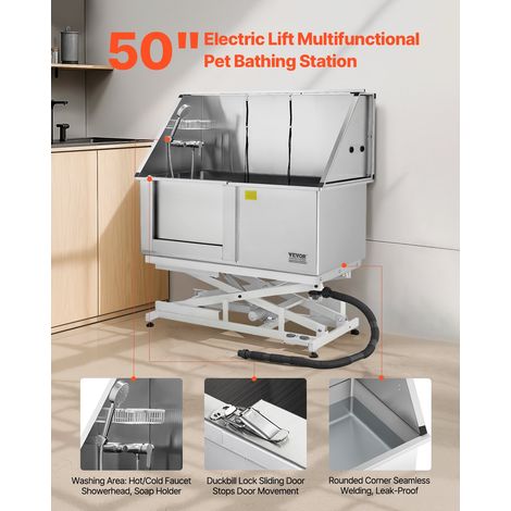 Baignoire de Chien Acier Inoxydable, Baignoire de Toilettage Électrique pour Animaux de Compagnie 127 cm Station de Lavage Chat, av… (1/5)