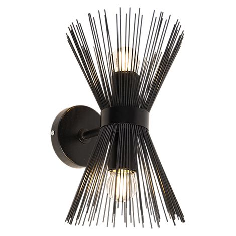 QAZQA broom - Applique murale - 2 lumière - L 18 cm - Noir - Art Deco - éclairage intérieur - Salon I Chambre I Cuisine I Salle à manger (1/5)