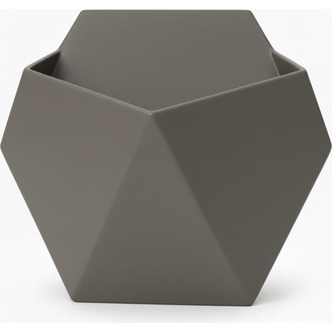 Maceta colgante de pared gris, soporte geométrico para flores de interior.