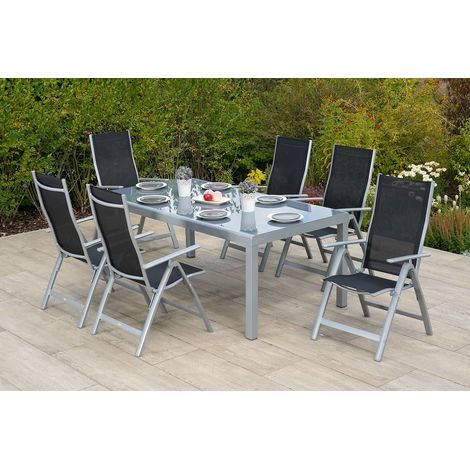 Carrara Set 7tlg6 Sessel Tisch Halbrundprofil 190x100cm