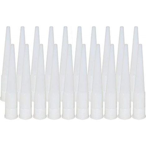 Rallonge de pistolet à calfeutrer en plastique, outil de pointe de buse de calfeutrage pour pistolet à calfeutrer à saucisse, applicateur de buses de calfeutrage, facile à utiliser, blanc (20 (1/4)