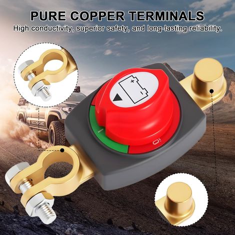 Adatto per interruttore batteria per impieghi gravosi, interruttore batteria On/Off 275A 12-48V con terminale superiore per auto, camper, barche e veicoli marini - Soluzione affidabile per la disconne (1/4)