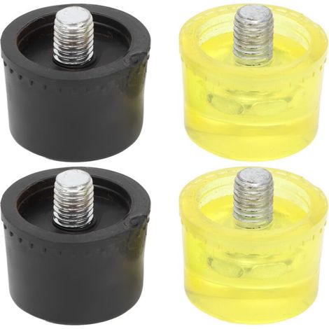 Embouts de rechange pour maillet caoutchouc noir et jaune – Lot de 2 pièces, diamètre 35 mm, tête souple et résistante (1/5)