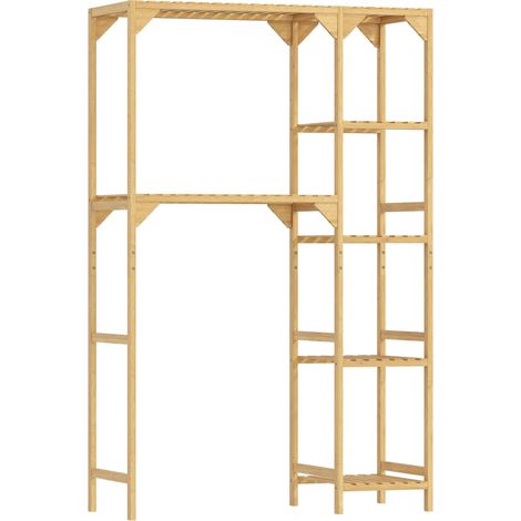Waschmaschinenregal, Bambus, 7 verstellbare Ablagen, platzsparend (1/5)