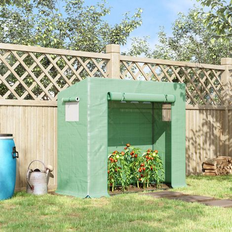 Gewächshaus mit Fenstern und Stahlrahmen, geeignet für den Anbau von Tomaten und Blumen, 200 x 76 x 168 cm, Grün