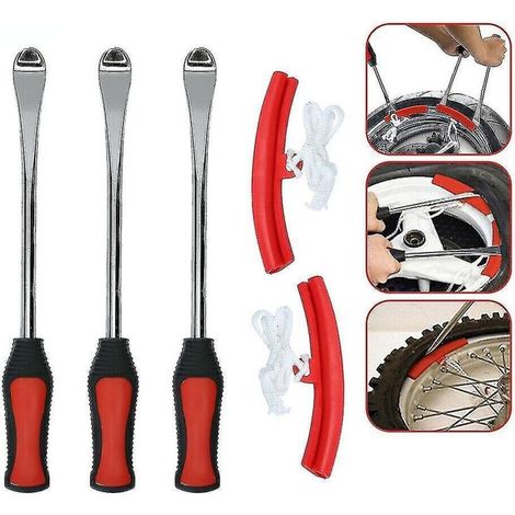 Motorcycle and Bicycle Tire Changing Tools - Tire Changing Tools for Rim Protection, Car, Bucket, Tire Kit (3 Star-Shaped Tools + 2 Protective Covers) - AquaForge (1/4)