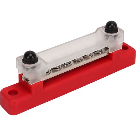 Barre omnibus à 6 bornes avec couvercle 48 V 150 A, bloc de distribution électrique à 2 goujons pour voiture, bateau, caravane, camping-car, rouge (1/5)