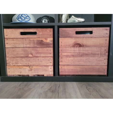 2er set Holzkiste Weinkisten Vintage Ocker passend für Ikea Kallax und Expeditregale (1/5)