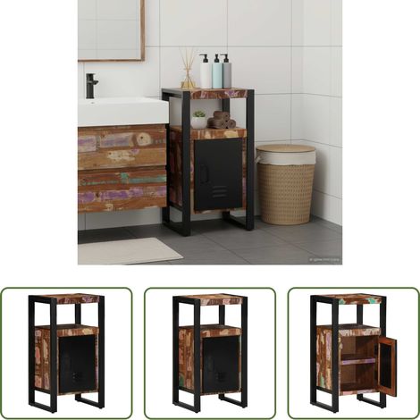 vidaXL Schrank aus Holz -  Badezimmerschrank mit Regal Braun Massives upgecyceltes Holz (1/5)