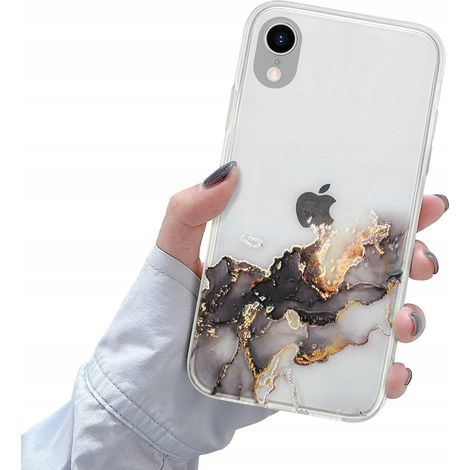 Custodia Newseego per iPhone XR con effetto marmo 3D acquerello in silicone TPU colorato (1/4)