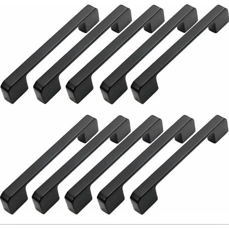 10pcs Poignée Meuble Entraxe 160mm-Poignée Porte Cuisine Noire Poignee Barre Meuble Poignee De Cuisine Noire 160mm (1/5)