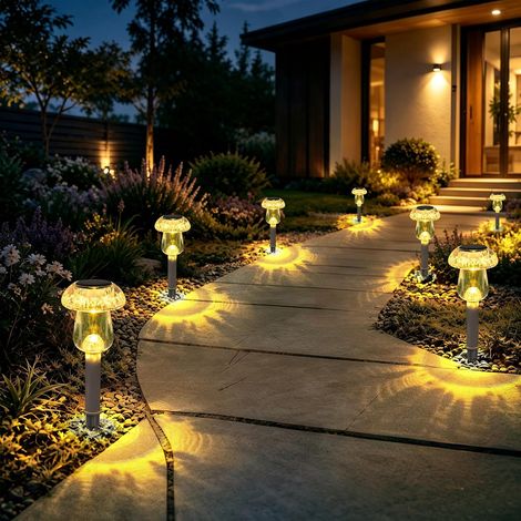 Solar Lights Outdoor Garden, 8 Pack Solar Mushroom Stake Lights Blanc Chaud (1/5)