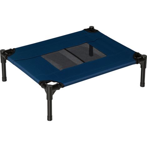 Cama elevada para perros y gatos, cama portátil con zona de malla transpirable y tela Oxford para uso interior y exterior, 61 x 46 x 18 cm, azul (1/5)