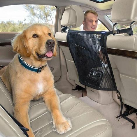 Filet De Séparation Pour Voiture - Filet Anti-Chien En Maille HDPE Et Tissu Oxford - Pour Sécuriser La Banquette Arrière - 1 Pièce (1/5)