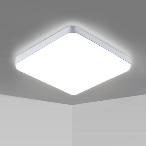 GOECO Plafonnier LED Carré 30W Étanche IP44, Luminosité 2700LM Blanc Froid 6500K, Éclairage Moderne pour Cuisine, Couloir, Balcon - 25cm (1/5)