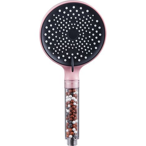 Douche rose pêche + 2 sacs de pierres filtrantes, pommeau de douche avec filtre à économie d'eau (1/5)