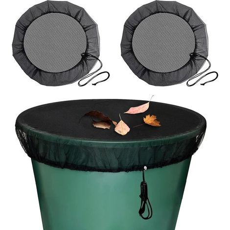 2 Pcs Filet pour Citerne de Pluie 95cm, Filet de Protection pour Tonneau de Pluie avec Cordon de Serrage, Filet de Protection Réglable, Protection Contre Les Moustiques et Les Feuilles (1/5)