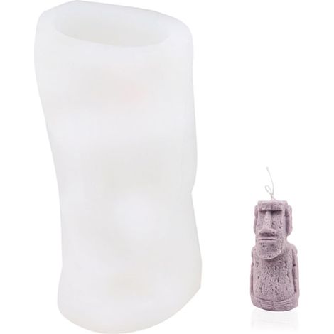 Moule à Bougie Silicone DIY Statue Île de Pâques Résistant Réutilisable et Sûr pour Fabrication Bougies Parfumées et Savons Artisanaux (1/5)