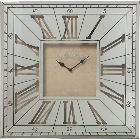 Horloge Murale carrée de Miroir avec Plusieurs Couleurs 48,5 x 4,2 x 48,5 cm (1/2)
