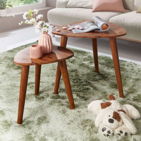 Table gigogne 60 cm et 43 cm en bois de sheesham massif (1/5)