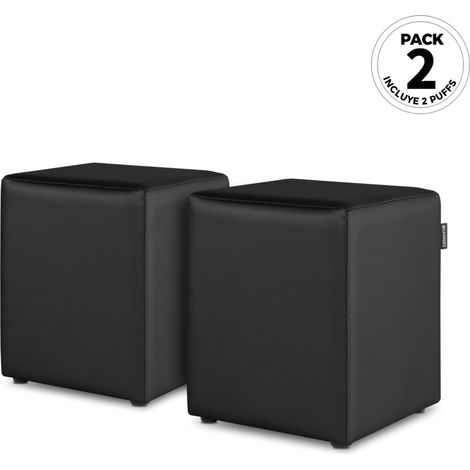 Puff Cubo Polipiel Negro PACK 2 UNIDADES Negro