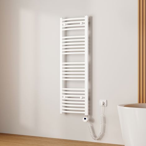 EMKE Sèche-serviette électrique, Radiateur Sèche-Serviettes avec WiFi Thermostat Blanc 120x40cm 500W (1/5)