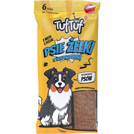 Friandises pour chiens TufTuf Dog Jelly Strips au porc (6 pièces) (1/3)