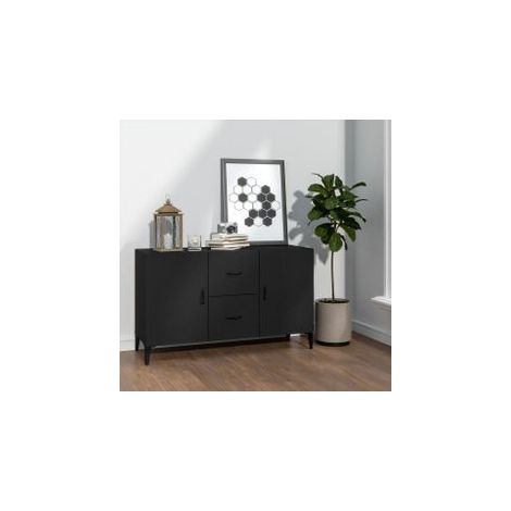 Buffet noir 100x36x60 bois d'ingénierie (1/5)
