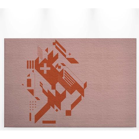 Tableau géométrique effet pierre | Tableau original rose & orange | Tableau style industriel style loft pour chambre & salon 0,9 x 0,6 m (1/5)