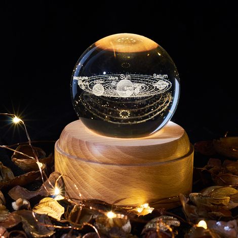Boîte à Musique Cristal 3D - Boule Rotative Éclairée avec Commande Tactile - Lampe de Chevet et Décoration Intérieure - 1 Pièce (1/5)