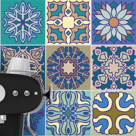 Stickers muraux - Sticker Mural Carrelage adhésif Cuisine Salle de Bain - 9 STICKERS CARRELAGES AZULEJOS VÓLOS - 9stickers15x15cm (1/5)