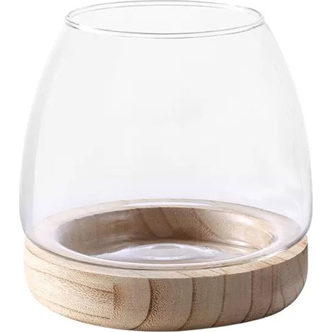 Jarrón de cristal transparente hecho a mano con diseño artesanal – altura 19 cm, diámetro de la abertura 11 cm, base 17 cm (1/5)
