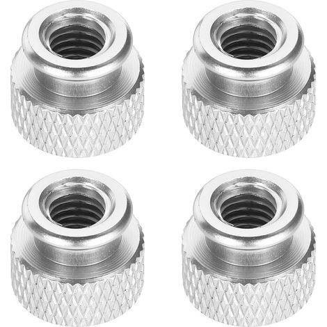 4Pcs Écrou Moleté M6 12mm OD 10mm Hauteur Écrou à Main en Alliage d'Aluminium Anodisé 6061, Vis de Châssis Métallique pour Machines, Assemblage DIY, Électronique, Argent Brillant (1/5)